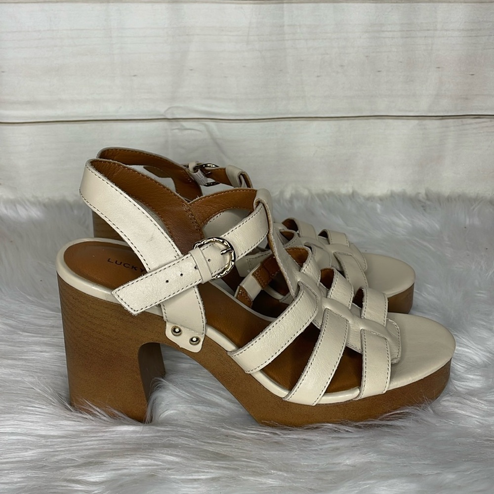 Lucky Brand Women’s Leather Open Toe Heels